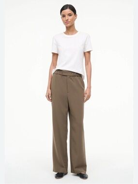 Staud Jerome Trouser Pants, Truffle Brown, Small